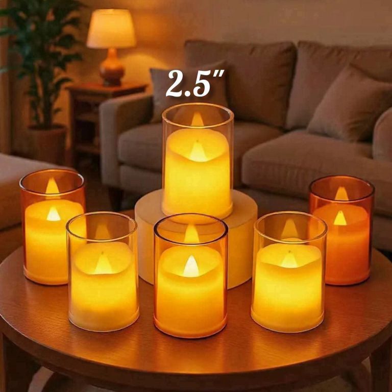 Flickering LED Glass Candle – 5 Pcs Set