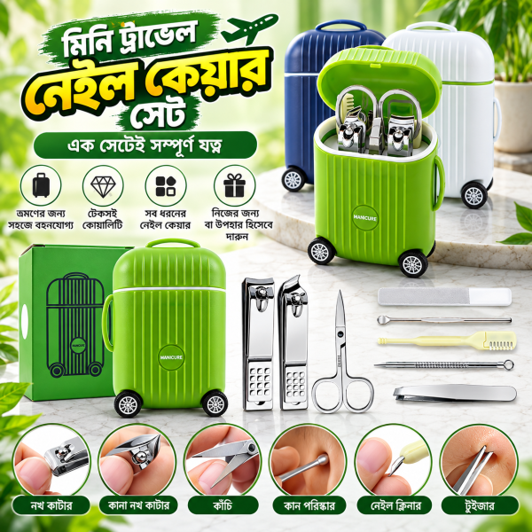 Green Mini Travel Manicure Set Ad Manicure & Pedicure Kit